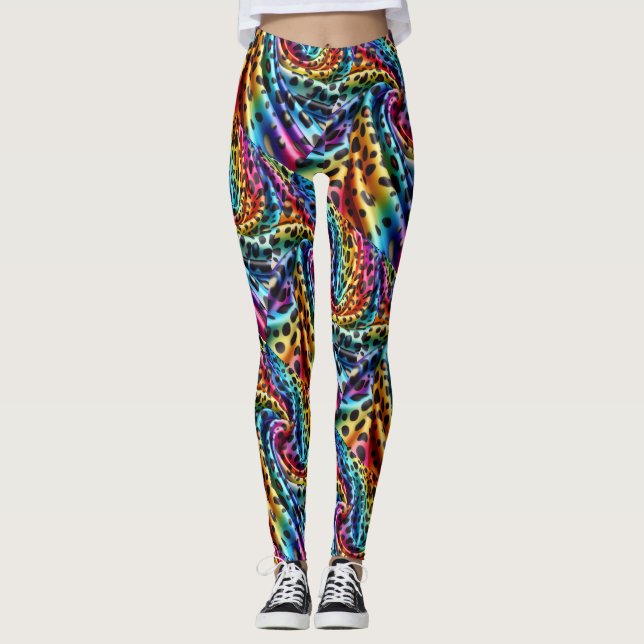 Rainbow Leopard Print Leggings | Psychedelic (Vorderseite)