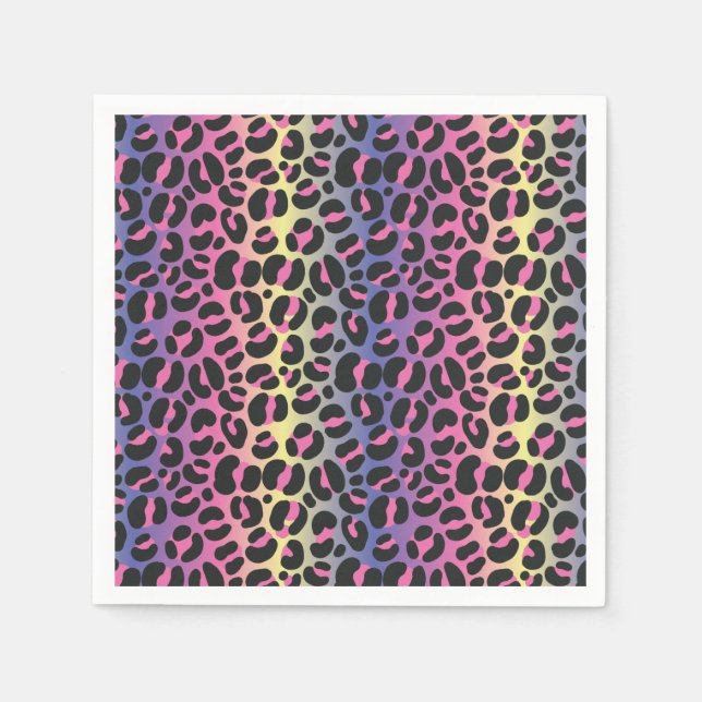 Rainbow Leopard Print Serviette (Vorderseite)