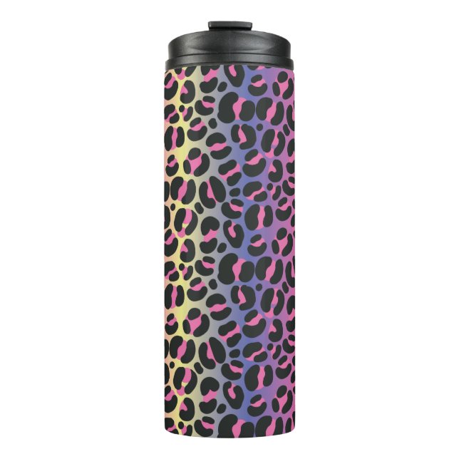Rainbow Leopard Print Thermosbecher (Vorderseite)