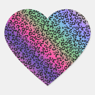 Rainbow Leopard Print - Weichzeichnen Herz-Aufkleber