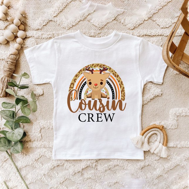 Rainbow Leopard Weihnachtsweihnachtsfest Cousin Ni Baby T-shirt (Rainbow Leopard Christmas Cousin Cute Reindeer Baby T-Shirt)