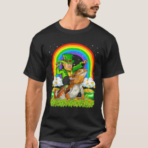 Rainbow Leprechaun Reiten Bearded Dragon St Patric T-Shirt