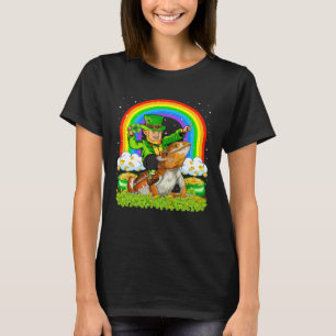Rainbow Leprechaun Reiten Bearded Dragon St Patric T-Shirt