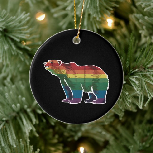 Rainbow Lesbian LGBT Gay Pride Keramik Ornament (Baum)
