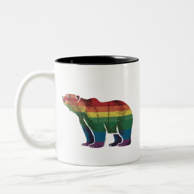 Rainbow Lesbian LGBT Gay Pride Zweifarbige Tasse (Links)
