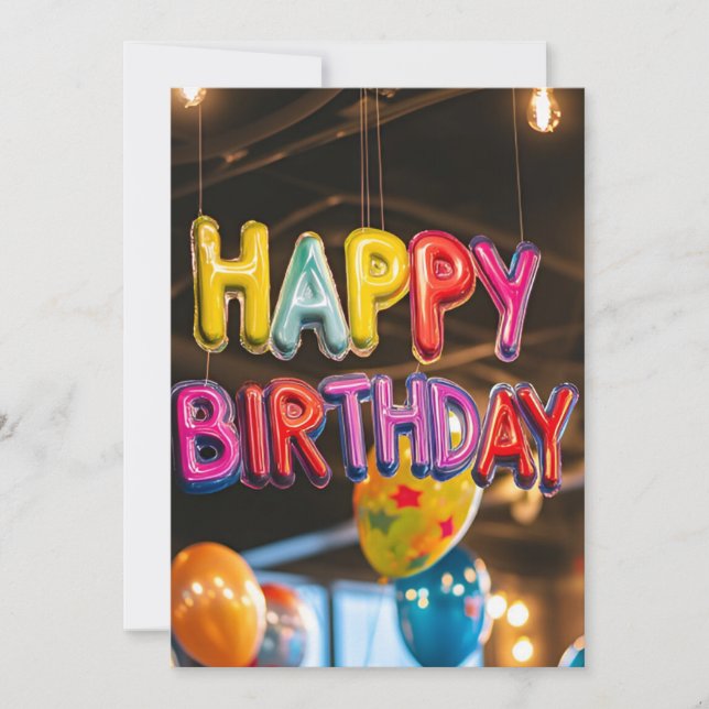 Rainbow Letter Ballons Geburtstagsparty Einladung (Vorderseite)