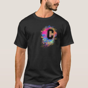 Rainbow Letter C Erstmaliges Mit Monogramm Rosa T-Shirt