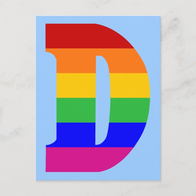 Rainbow Letter D Postkarte (Vorderseite)