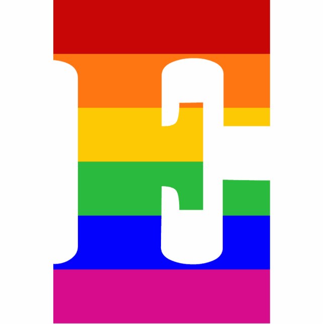 Rainbow Letter E Fotoskulptur Ornament (Vorne)