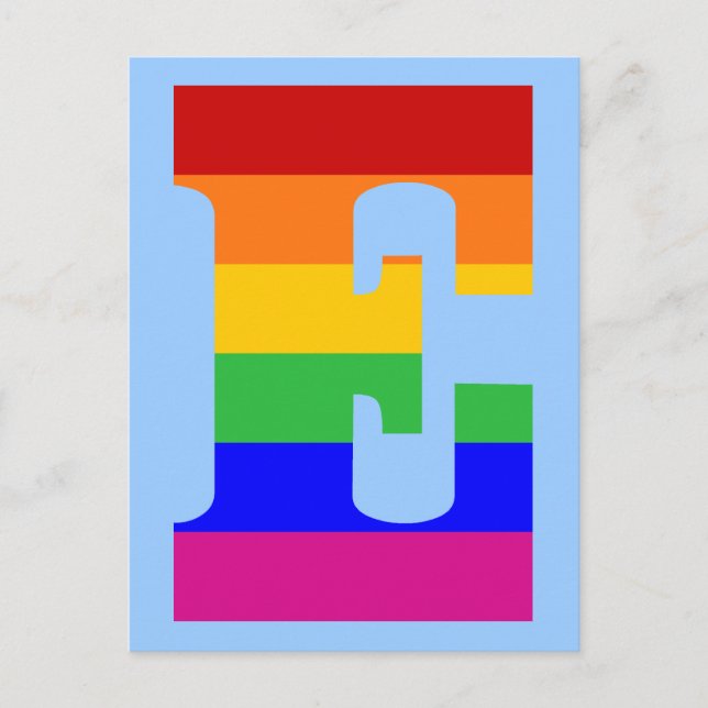 Rainbow Letter E Postkarte (Vorderseite)