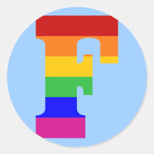 Rainbow Letter F Runder Aufkleber