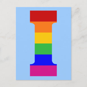 Rainbow Letter I Postkarte