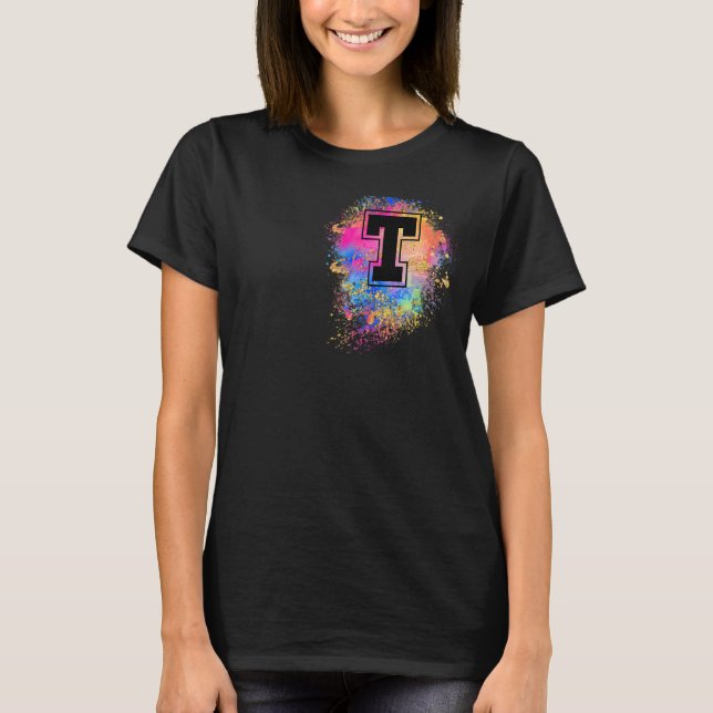 Rainbow Letter Initial Mit Monogramm Farbige Rosa  T-Shirt (Vorderseite)