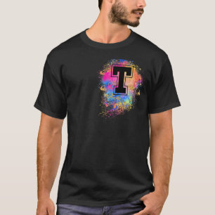 Rainbow Letter Initial Mit Monogramm Farbige Rosa  T-Shirt