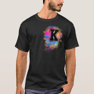 Rainbow Letter K Erstmaliges Mit Monogramm Rosa T-Shirt