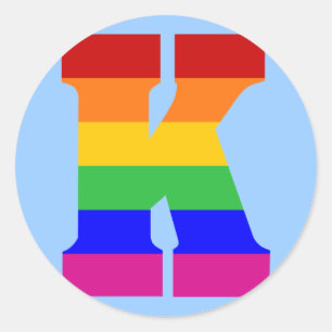 Rainbow Letter K Runder Aufkleber