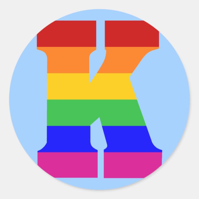 Rainbow Letter K Runder Aufkleber (Vorderseite)