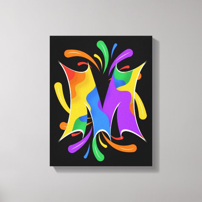Rainbow Letter M Monogram Abstract Leinwanddruck (Vorderseite)