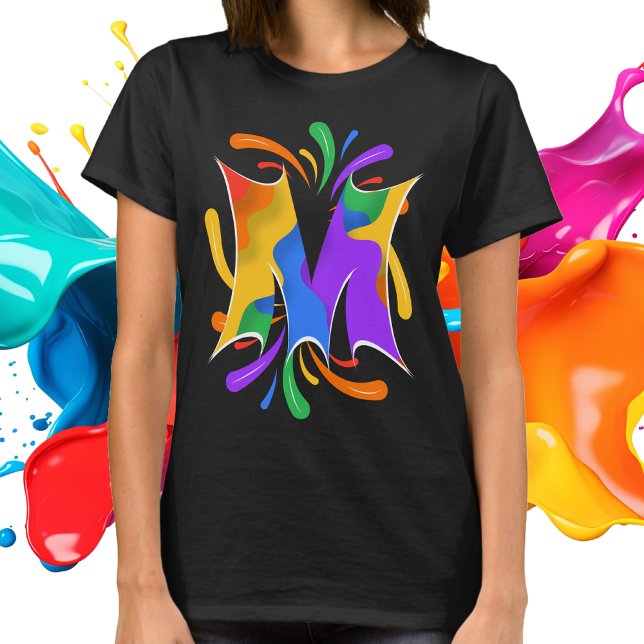 Rainbow Letter M Monogram Abstract T-Shirt (Rainbow Letter M Monogram Abstract T-Shirt)