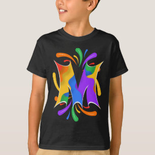 Rainbow Letter M Monogram Abstract T-Shirt