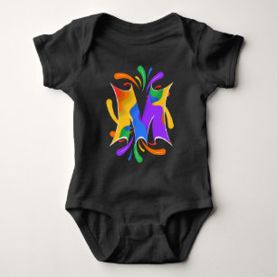 Rainbow Letter M Monogram Abstrakt Baby Strampler