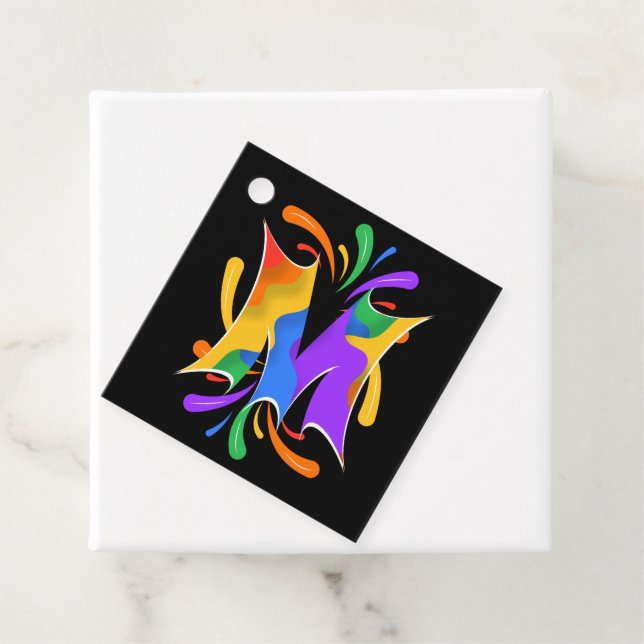 Rainbow Letter M Monogram Abstrakt Geschenkanhänger (Beispiel)