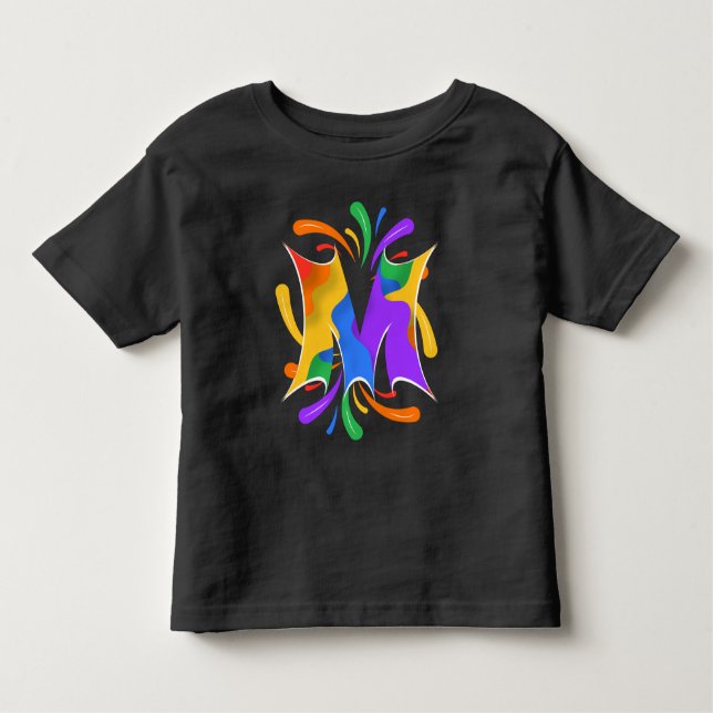 Rainbow Letter M Monogram Abstrakt Kleinkind T-shirt (Vorderseite)