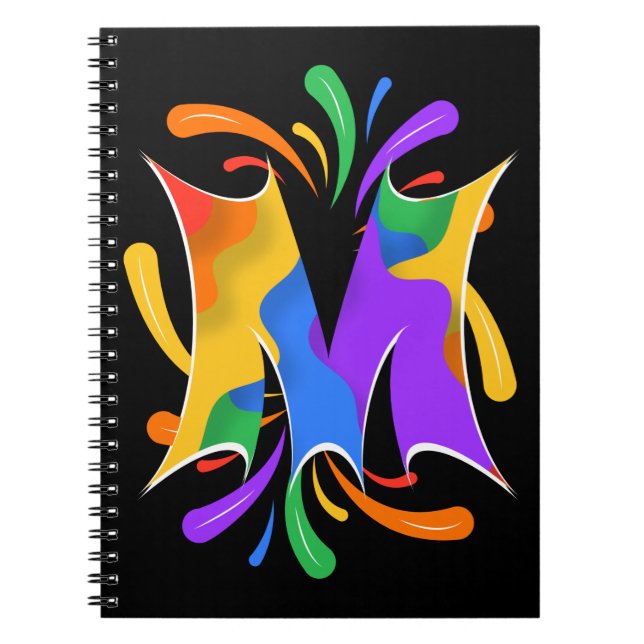 Rainbow Letter M Monogram Abstrakt Notizblock (Vorderseite)