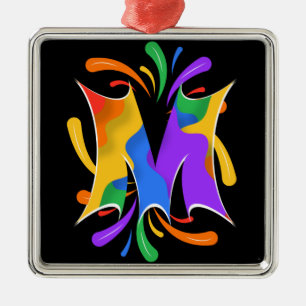 Rainbow Letter M Monogram Abstrakt Ornament Aus Metall