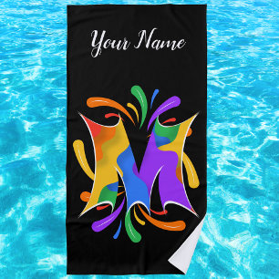 Rainbow Letter M Monogram Abstrakt Strandtuch