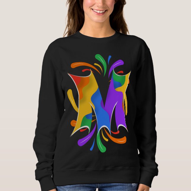 Rainbow Letter M Monogram Abstrakt Sweatshirt (Vorderseite)