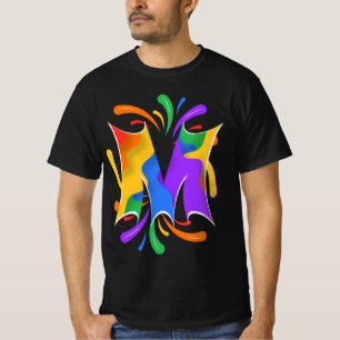 Rainbow Letter M Monogram Abstrakt T-Shirt