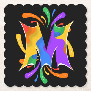 Rainbow Letter M Monogram Abstrakt Untersetzer
