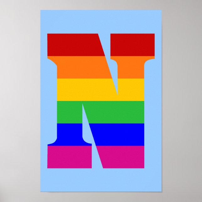 Rainbow Letter N Poster (Vorne)
