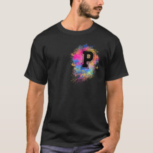 Rainbow Letter P Erstmaliges Mit Monogramm rosa T-Shirt