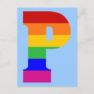 Rainbow Letter P Postkarte