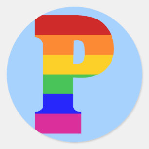 Rainbow Letter P Runder Aufkleber