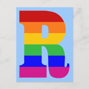 Rainbow Letter R Postkarte