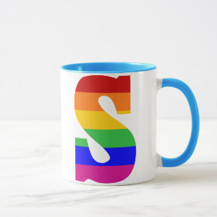Rainbow Letter S Tasse