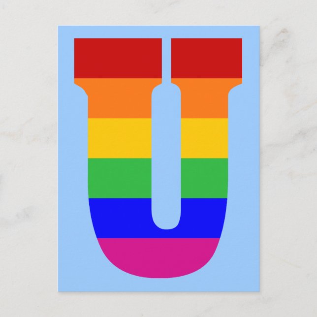 Rainbow Letter U Postkarte (Vorderseite)