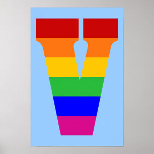Rainbow Letter V Poster