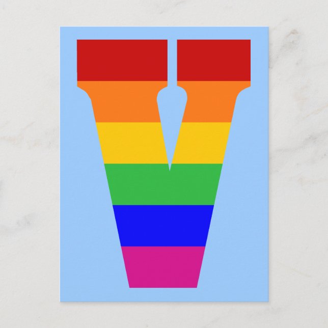 Rainbow Letter V Postkarte (Vorderseite)