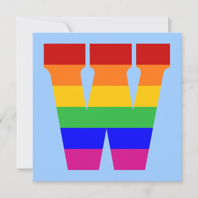 Rainbow Letter W Einladung (Vorderseite)