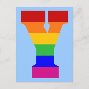 Rainbow Letter Y Postkarte
