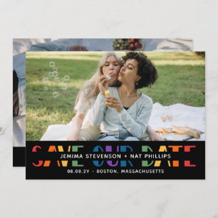 Rainbow Letters Black LGBTQ+ Typografy Foto Gerett Save The Date