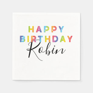 Rainbow Letters Happy Birthday Paper Party Serviette