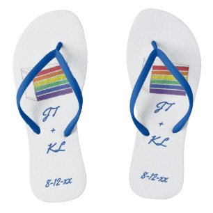 Rainbow LGBT Gay Wedding Layer Flip Flops