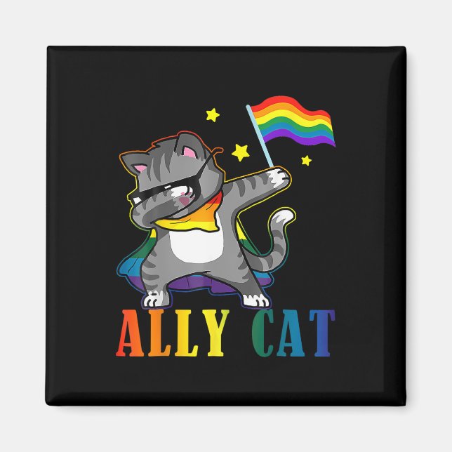 Rainbow Lgbt Lesbian Pride Funny Cat Dabbing Magnet (Vorne)