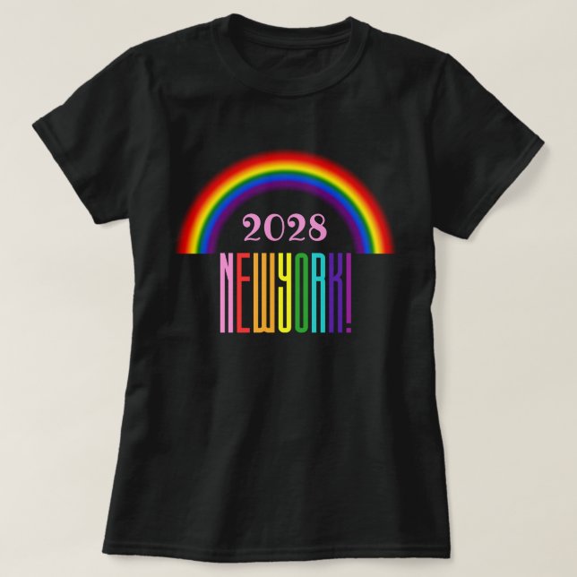 Rainbow LGBTQ Add Year oder Text New York Prix T-Shirt (Design vorne)