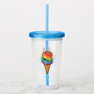 Rainbow LGBTQ+ Eiscreme Acryltrinkbecher
